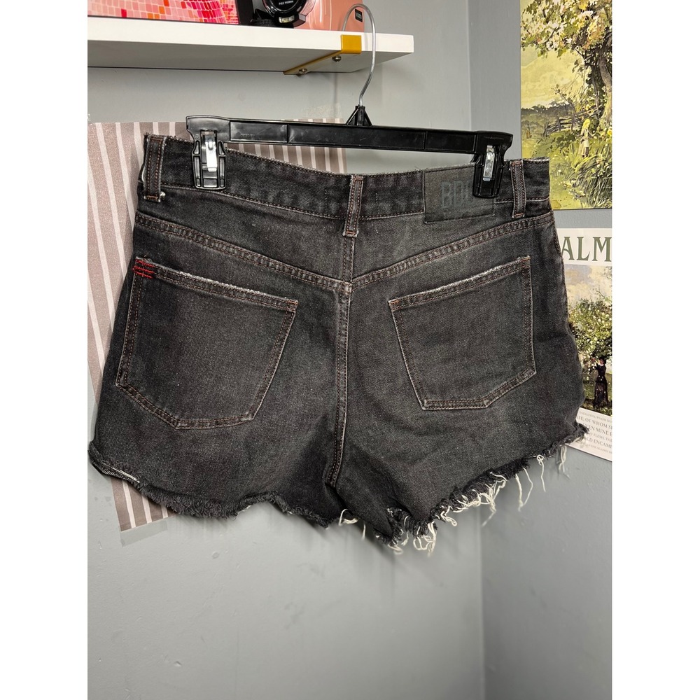 BDG Urban Outfitters A-Line Denim Shorts Washed Black Raw Hem Size 29 - Picture 2 of 5